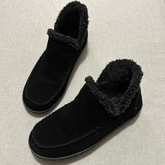 Minnetonka Pull On “Taren”Leather Booties-Sz 9-Black-Berber Lining - Picture 2 of 15